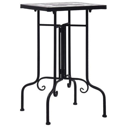 Side Table Black and White Iron Small Durable Mosaic Side Table