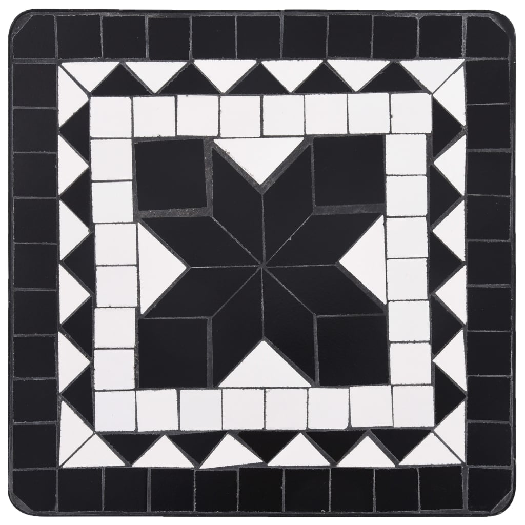 Side Table Black and White Iron Small Durable Mosaic Side Table