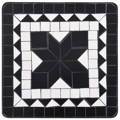 Side Table Black and White Iron Small Durable Mosaic Side Table