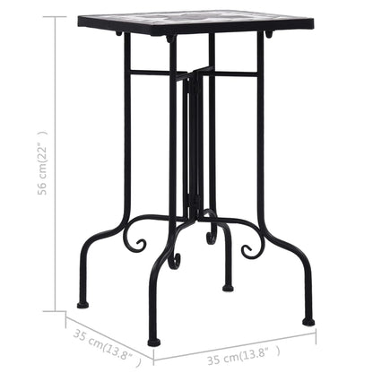Side Table Black and White Iron Small Durable Mosaic Side Table