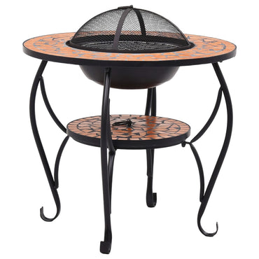 Mosaic Fire Pit Table Terracotta 68 cm Ceramic