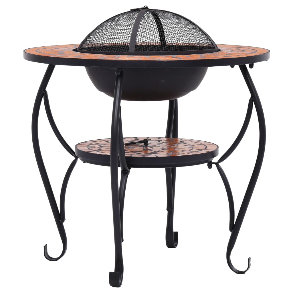 Mosaic Fire Pit Table Terracotta 68 cm Ceramic