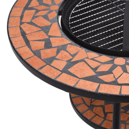 Mosaic Fire Pit Table Terracotta 68 cm Ceramic