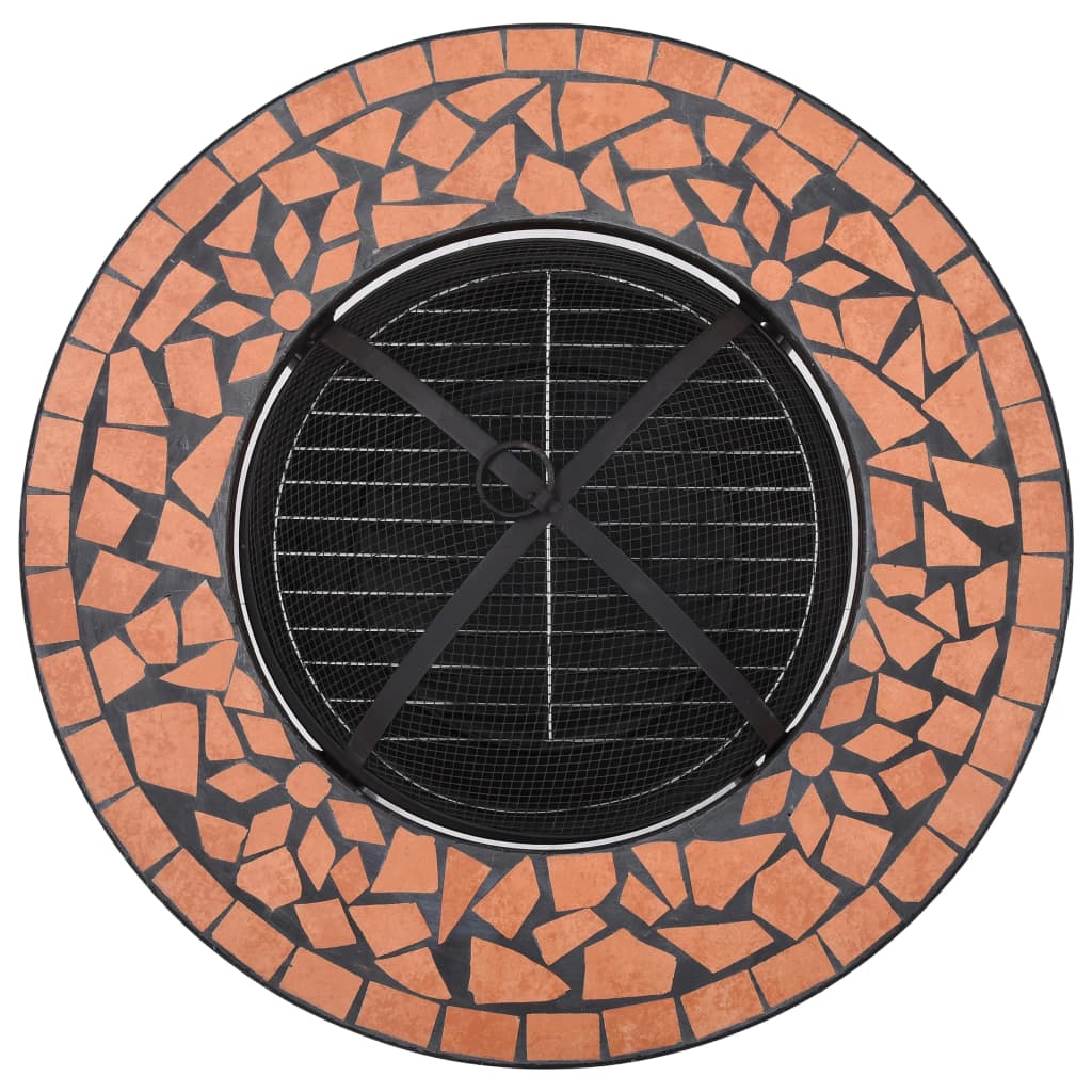 Mosaic Fire Pit Table Terracotta 68 cm Ceramic