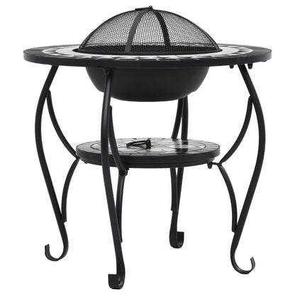 Mosaic Fire Pit Table Black and White 68 cm Ceramic