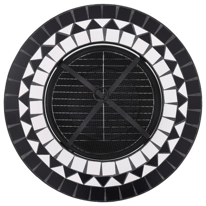 Mosaic Fire Pit Table Black and White 68 cm Ceramic