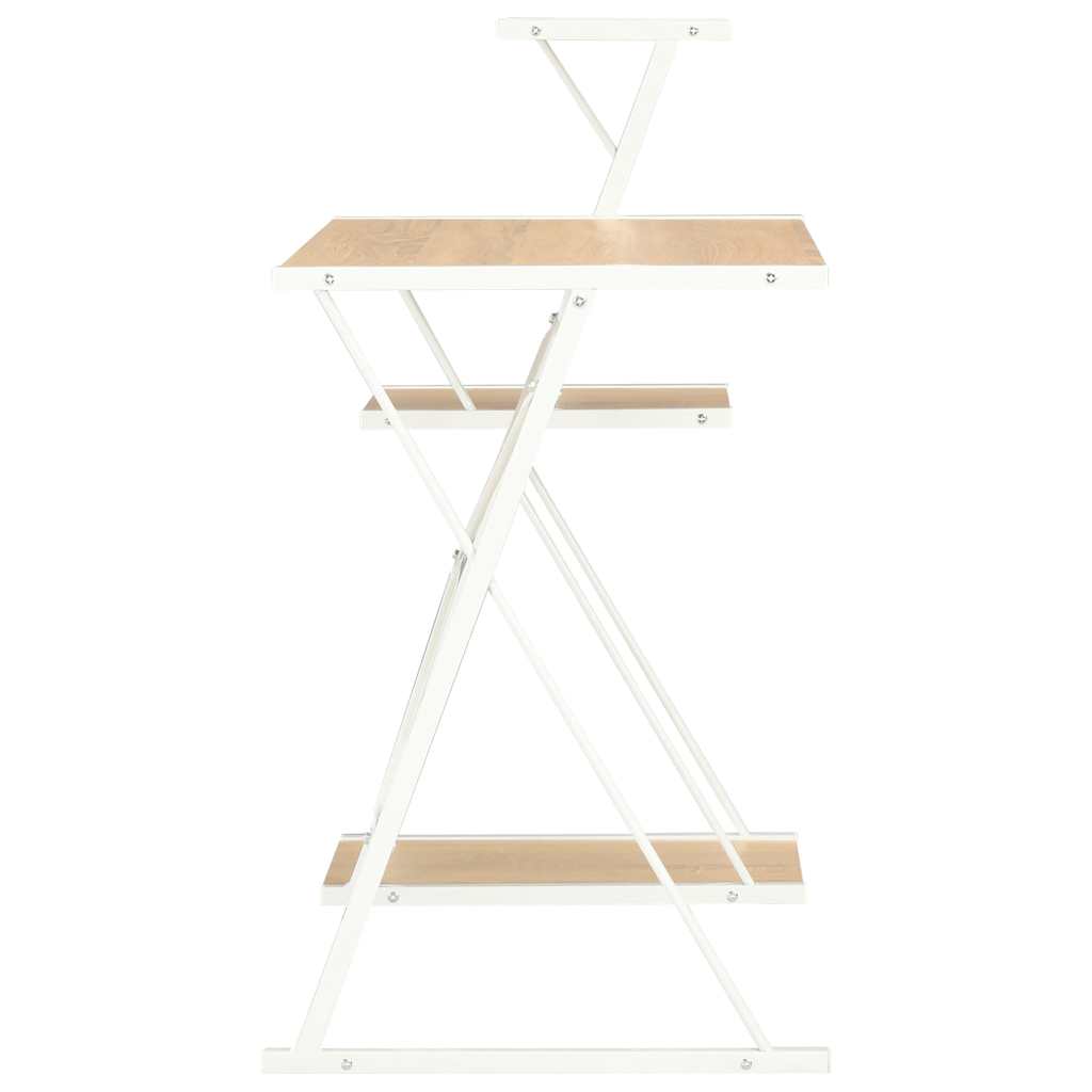 Desk with Shelf White and Oak 116x50x93 cm
