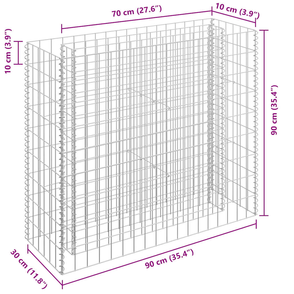 Gabion Raised Bed Galvanized Steel 35.4"x11.8"x35.4"
