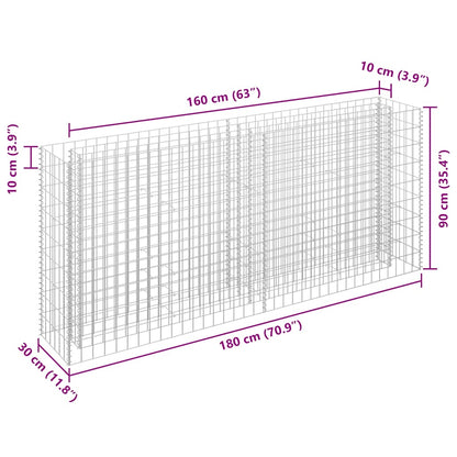 Gabion Raised Bed Galvanized Steel 70.9"x11.8"x35.4