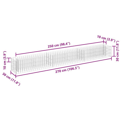 Gabion Raised Bed Galvanized Steel 106.3"x11.8"x11.8