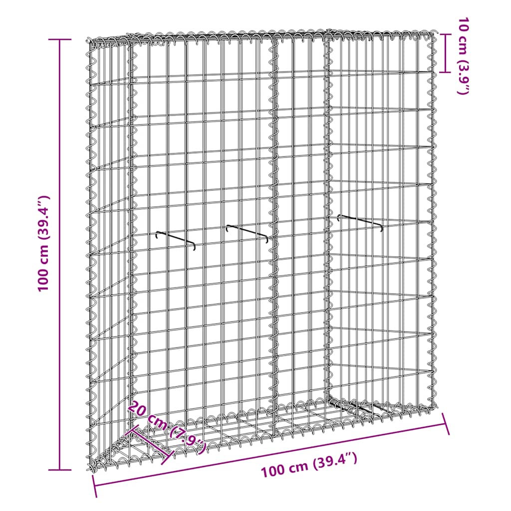 Gabion Raised Bed Silver Galvanized Steel 39.4 x 7.9 x 39.4 in