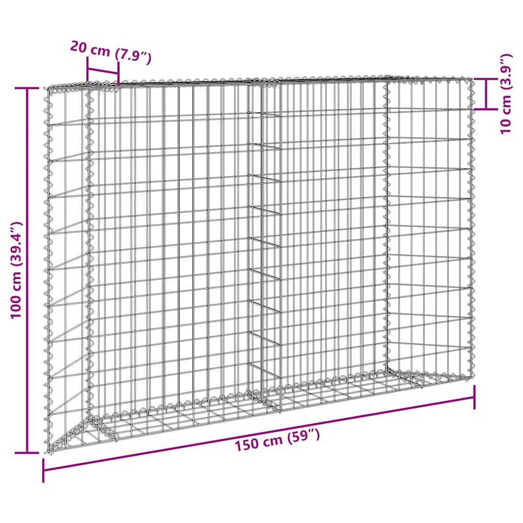 Gabion Raised Bed Silver Galvanized Steel 59.1 x 7.9 x 39.4 in