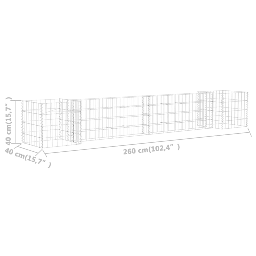 H-Shaped Gabion Planter Steel Wire 260x40x40 cm
