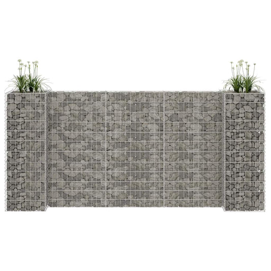 Gabion Planter | Silver | Steel wire | 260 x 40 x 120 cm | Durable