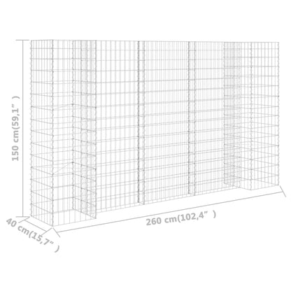 H-Shaped Gabion Planter Steel Wire 102.4"x15.7"x59.1