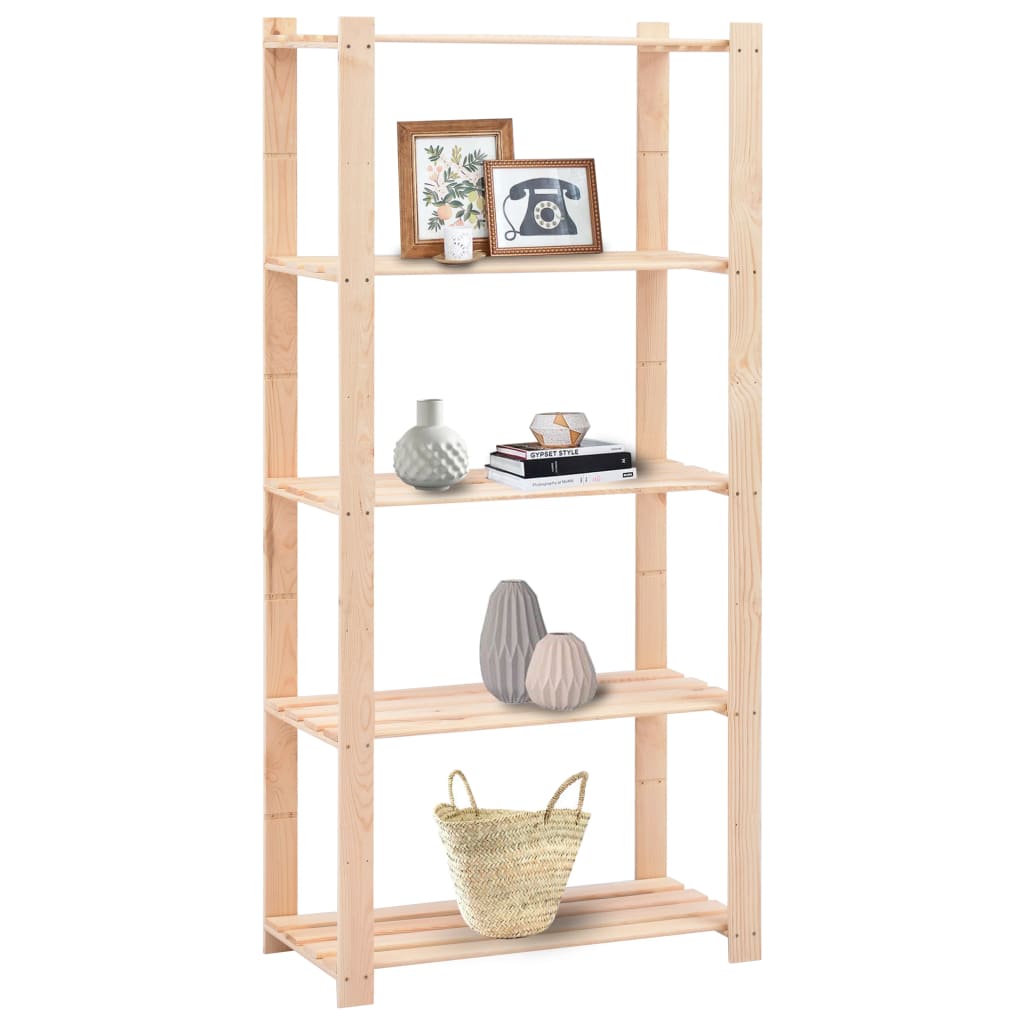 5-Tier Storage Rack 80x38x170 cm Solid Pinewood 250 kg