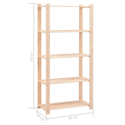 5-Tier Storage Rack 80x38x170 cm Solid Pinewood 250 kg