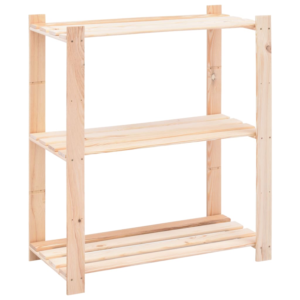 3-Tier Storage Rack 80x38x90 cm Solid Pinewood 150 kg