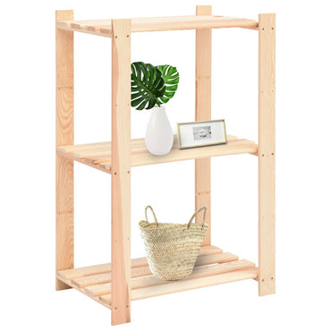 3-Tier Storage Rack 60x38x90 cm Solid Pinewood 150 kg