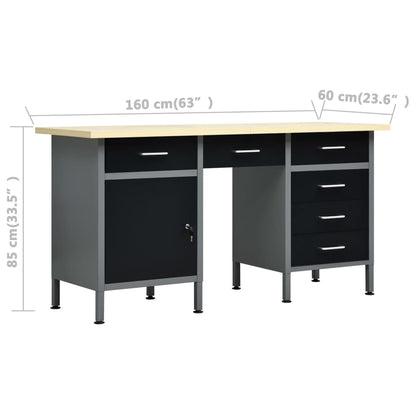 Workbench Black 63"x23.6"x33.5" Steel