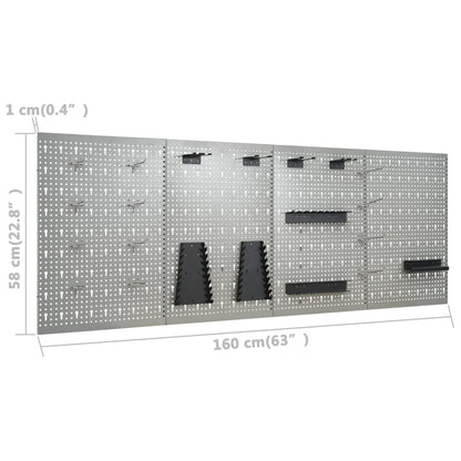vidaXL Wall-mounted Peg Boards 4 pcs 15.7"x22.8" Steel