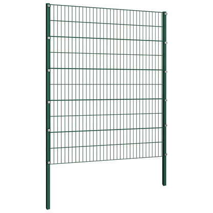 Fence Panel with Posts Iron 349x200 cm Green