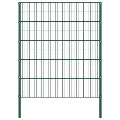 Fence Panel with Posts Iron 694.5x200 cm Green