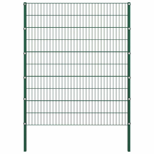 Fence Panel with Posts Iron 1040x200 cm Green
