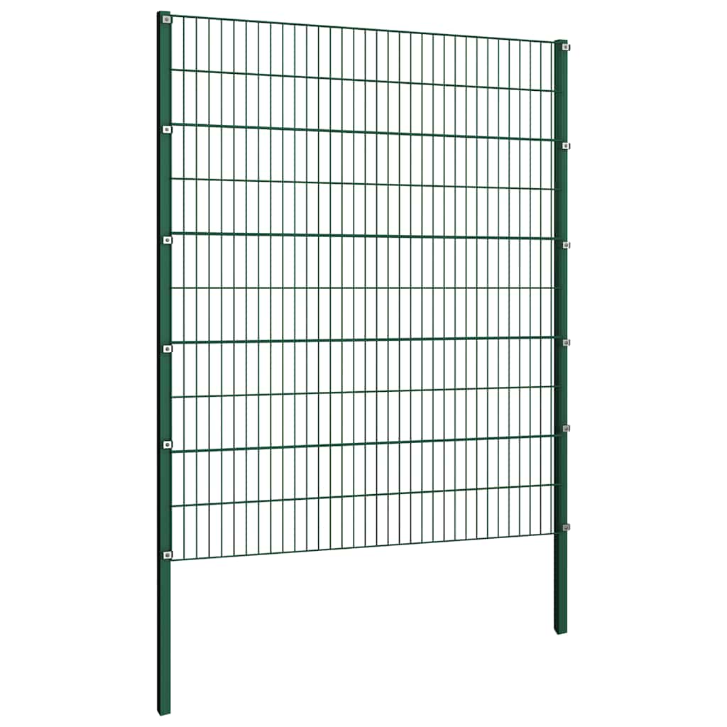 Fence Panel with Posts Iron 1040x200 cm Green
