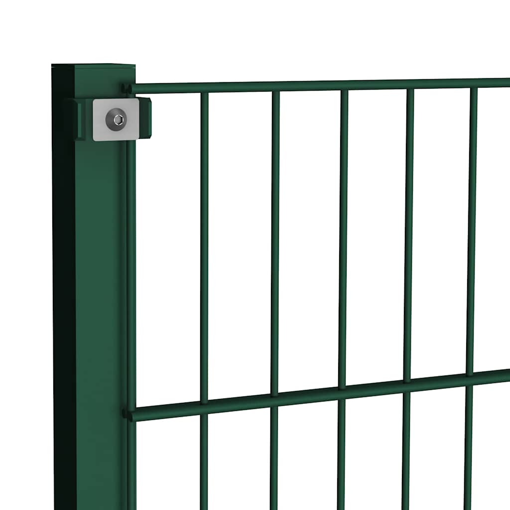 Fence Panel with Posts Iron 1212x200 cm Green