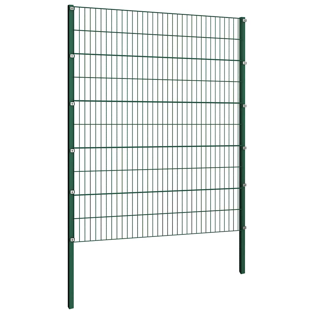 Fence Panel with Posts Iron 1385x200 cm Green