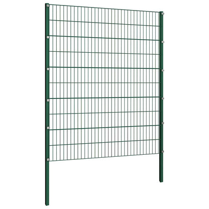 Fence Panel with Posts Iron 1385x200 cm Green