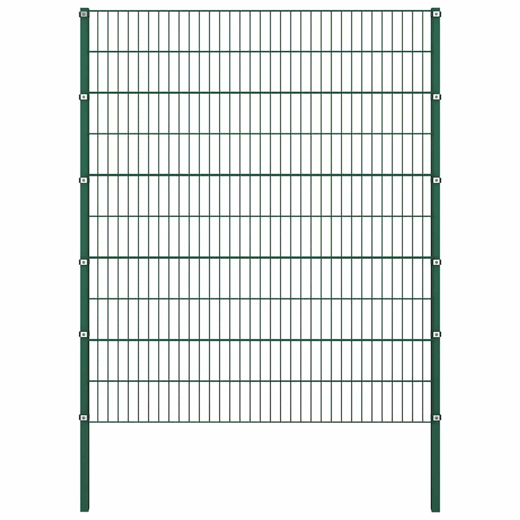 Fence Panel with Posts Iron 1557.5x200 cm Green