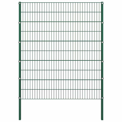 Fence Panel with Posts Iron 1557.5x200 cm Green