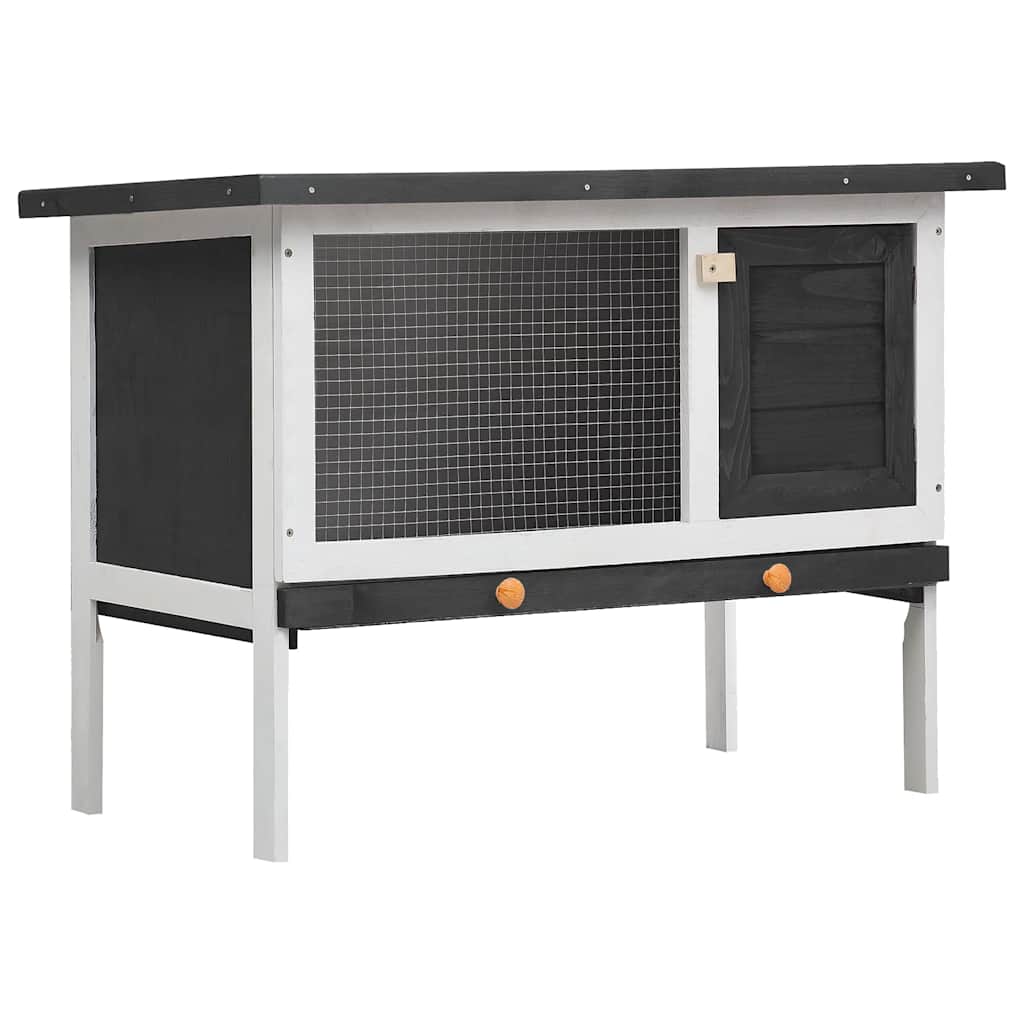 Outdoor Rabbit Hutch 1 Layer Gray Wood