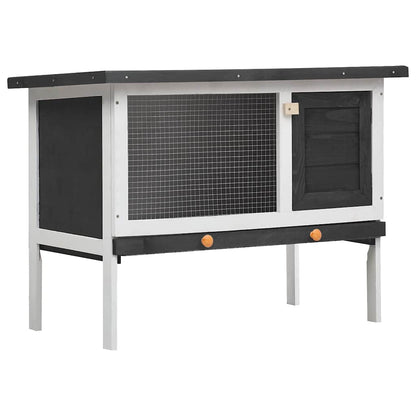 Outdoor Rabbit Hutch 1 Layer Gray Wood
