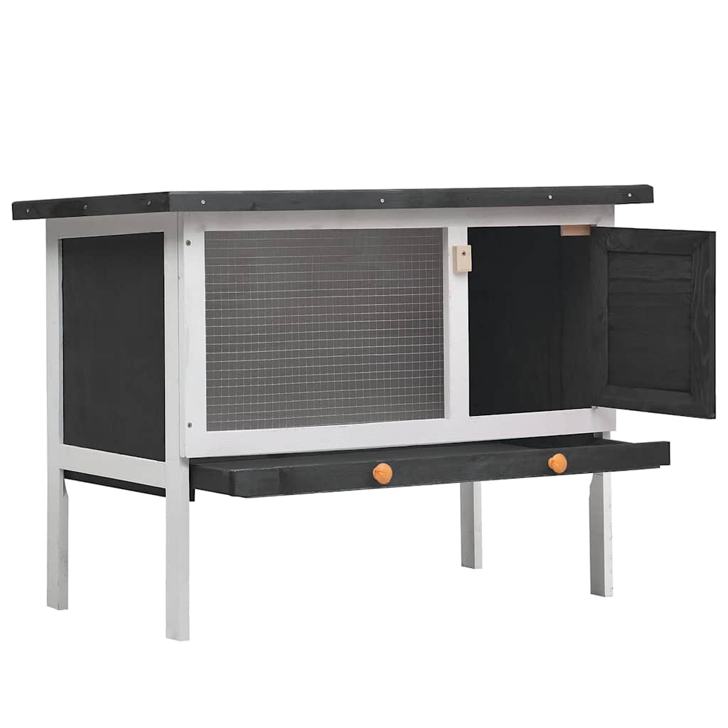 Outdoor Rabbit Hutch 1 Layer Gray Wood