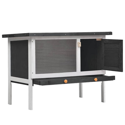 Outdoor Rabbit Hutch 1 Layer Gray Wood