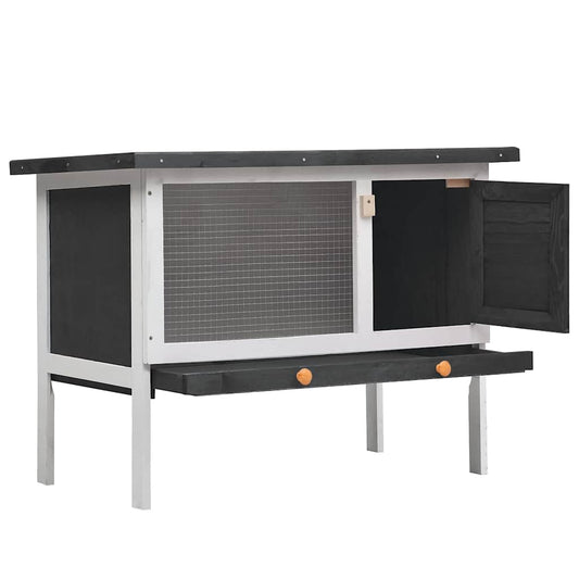 Outdoor Rabbit Hutch 1 Layer Grey Wood