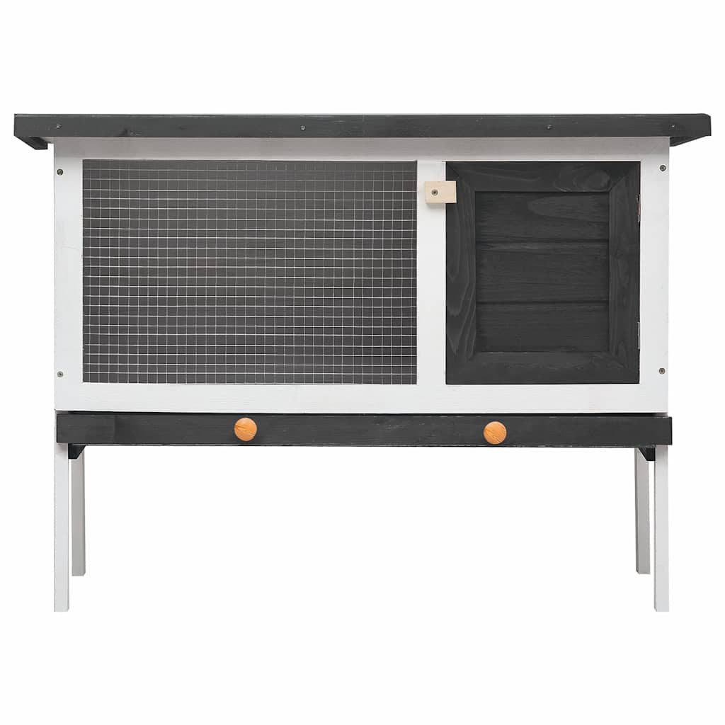 Outdoor Rabbit Hutch 1 Layer Gray Wood
