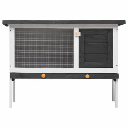 Outdoor Rabbit Hutch 1 Layer Gray Wood