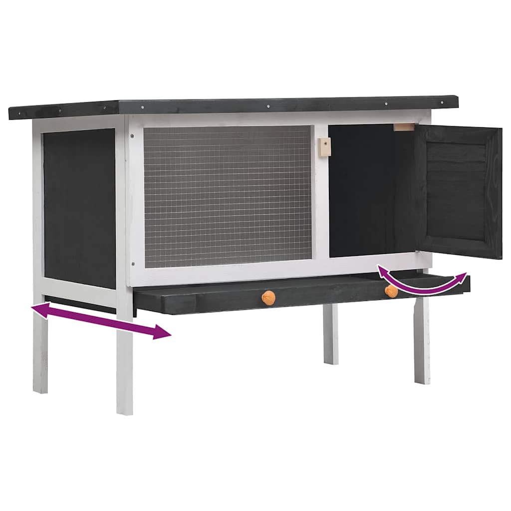 Outdoor Rabbit Hutch 1 Layer Gray Wood