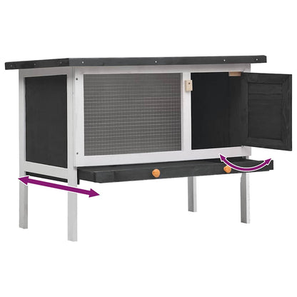 Outdoor Rabbit Hutch 1 Layer Gray Wood