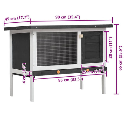 Outdoor Rabbit Hutch 1 Layer Gray Wood