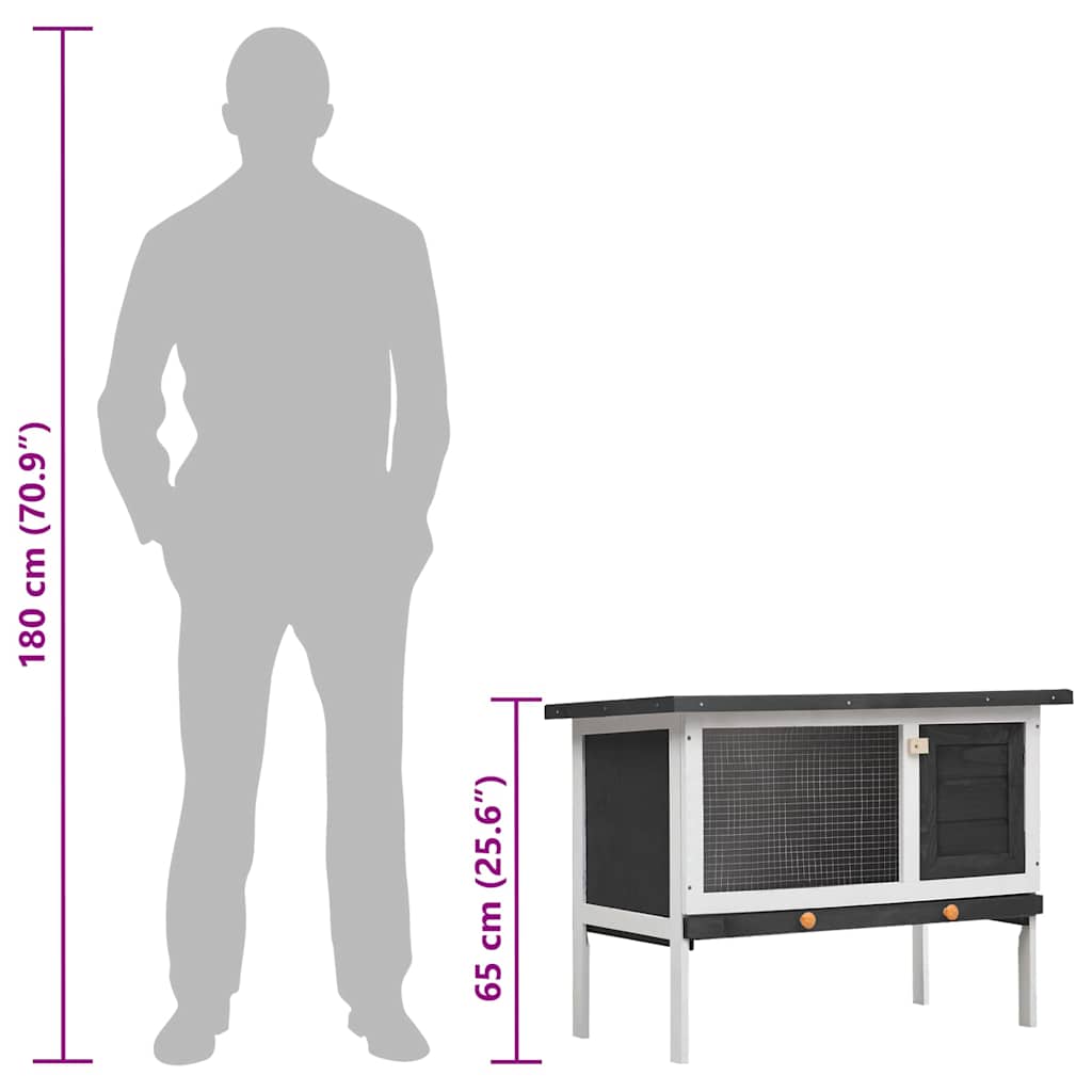 Outdoor Rabbit Hutch 1 Layer Gray Wood