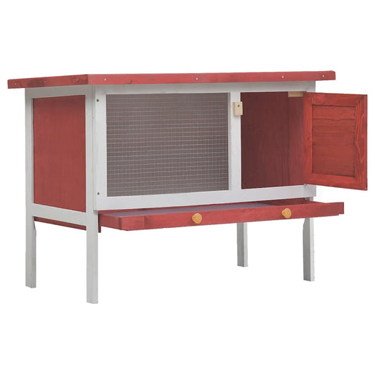 Outdoor Rabbit Hutch 1 Layer Red Wood