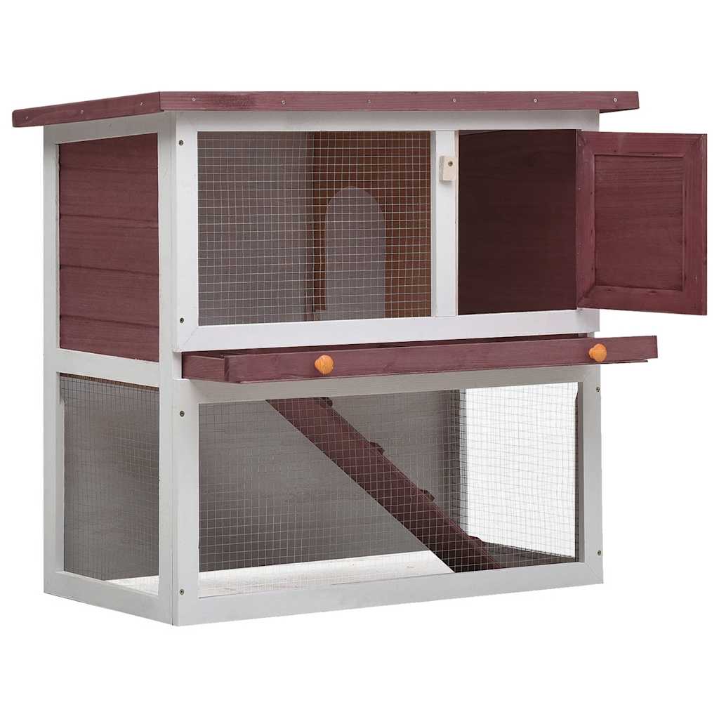 Outdoor Rabbit Hutch 1 Door Brown Wood