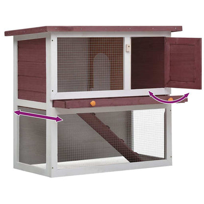 Outdoor Rabbit Hutch 1 Door Brown Wood