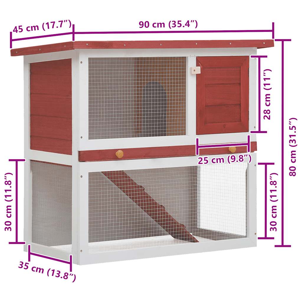 vidaXL Rabbit Hutch Red Pine wood Large Durable Rabbit Hutch