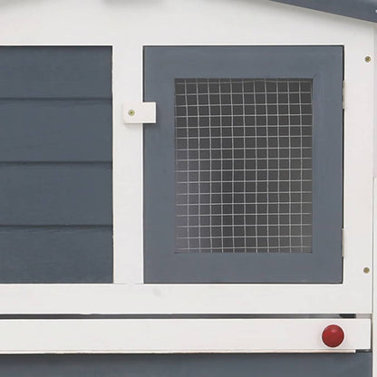 Outdoor Large Rabbit Hutch Grey and White 201x45x85 cm Wood